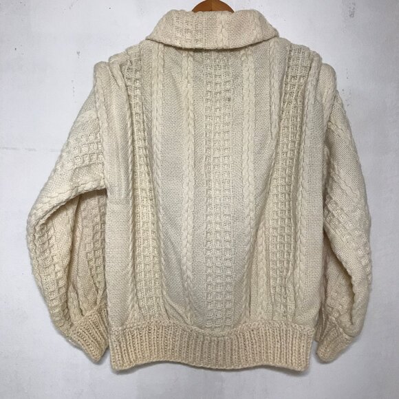 Vtg Irish Wool Fisherman Zip Cardigan ZIP OFF CONVERTIBLE SLEEVE To Sweater Vest - Picture 2 of 16